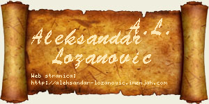 Aleksandar Lozanović vizit kartica
